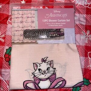 Disney Aristocats Pink and White Shower Curtain Set